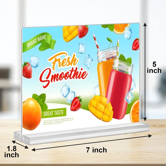 Alt view image 3 of 7 - Acrylic Sign Holder 7x5,6 Pack Clear Sign Holder Double Sided Table Menu Horizontal Desktop Display Stand Paper Flyer Holder Tabletop Sign Holder Suitable for Restaurants, Office, Store, Hotels