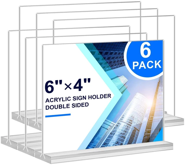 Main image of Acrylic Sign Holder 6x4,6 Pack Clear Sign Holder Double Sided Table Menu Horizontal Desktop Display Stand Paper Flyer Holder Tabletop Sign Holder Suitable for Restaurants, Office, Store, Hotels