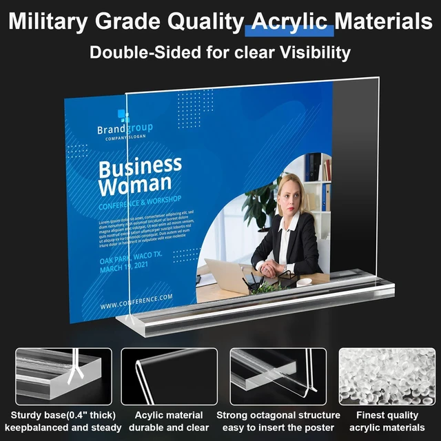 Alt view image 2 of 7 - Acrylic Sign Holder 7x5,6 Pack Clear Sign Holder Double Sided Table Menu Horizontal Desktop Display Stand Paper Flyer Holder Tabletop Sign Holder Suitable for Restaurants, Office, Store, Hotels