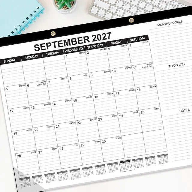Alt view image 5 of 7 - Large Desk Calendar 2026-2027, 19 Months, 22" x 17" Desktop Wall Calendar (Jun 2026-Dec 2027) with Julian Date To-do & Notes Monthly Goals for School Home Office
