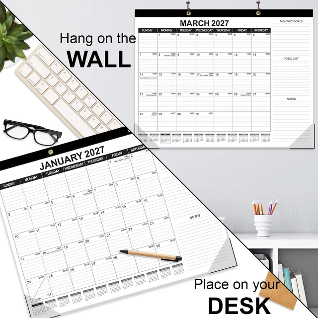 Alt view image 4 of 7 - Large Desk Calendar 2026-2027, 19 Months, 22" x 17" Desktop Wall Calendar (Jun 2026-Dec 2027) with Julian Date To-do & Notes Monthly Goals for School Home Office