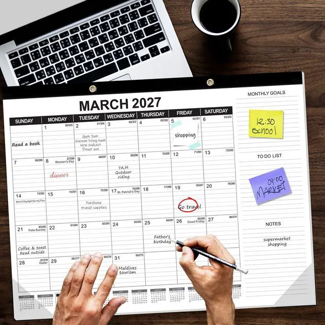 Alt view image 6 of 7 - Large Desk Calendar 2026-2027, 19 Months, 22" x 17" Desktop Wall Calendar (Jun 2026-Dec 2027) with Julian Date To-do & Notes Monthly Goals for School Home Office