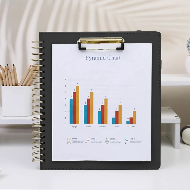 Alt view image 6 of 7 - Storage Clipboard Folder with 6 Dividers & Refillable Notepad 6 Dividers with 12 Pockets for Letter Size, A Snap-seal Letter size Pouch,Spiral Clipboards Padfolio for Teacher Worker Nurse