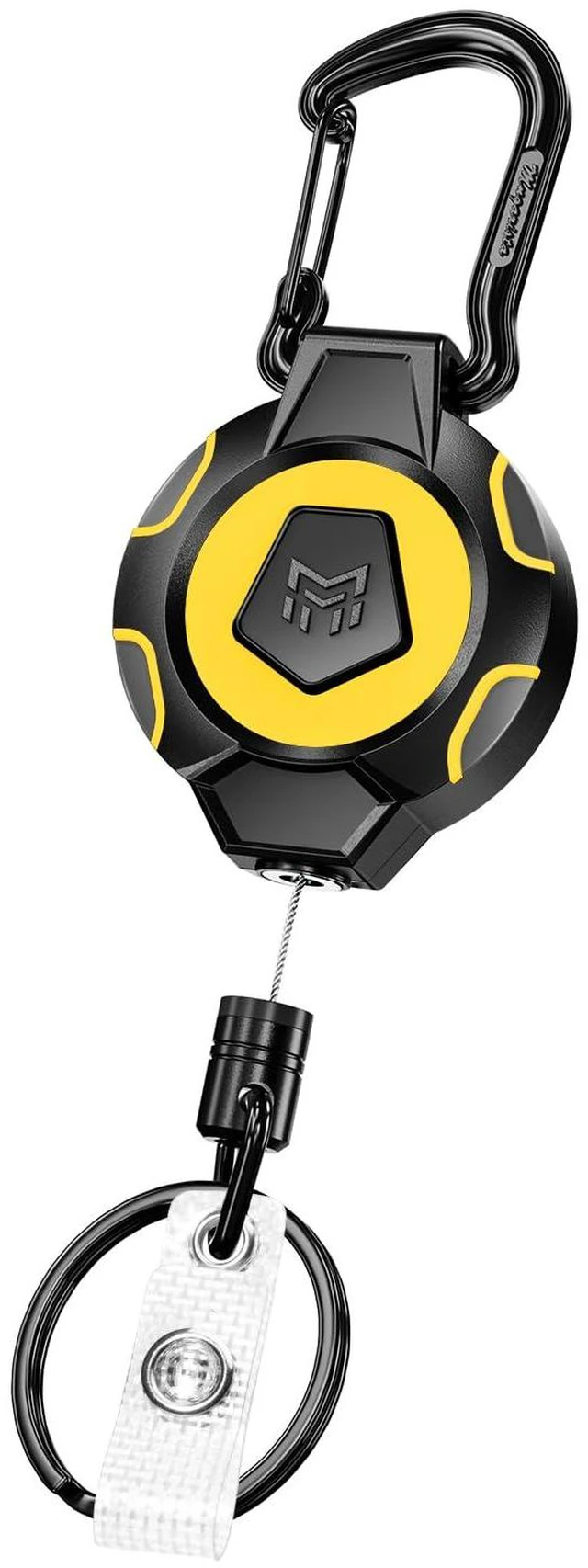 Main image of Upgraded Retractable Keychain, 10 OZ Retraction, 31.5" Stainless Steel Cord, Heavy Duty Carabiner Badge Holder, ID Badge Reel with Badge Strap and Key Ring