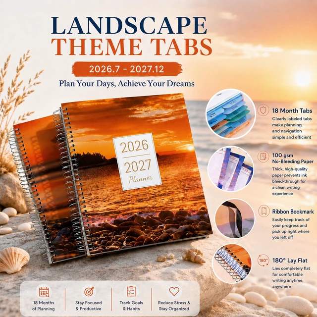 Alt view image 2 of 7 - Planner 2026-2027 Daily Calendar Weekly Monthly Hourly Planners 18 Month July 2026-Dec 2027, 26-27 Hardcover Large Yearly Agenda with Stickers Tabs for Women Work Mom, 8.5 x 11