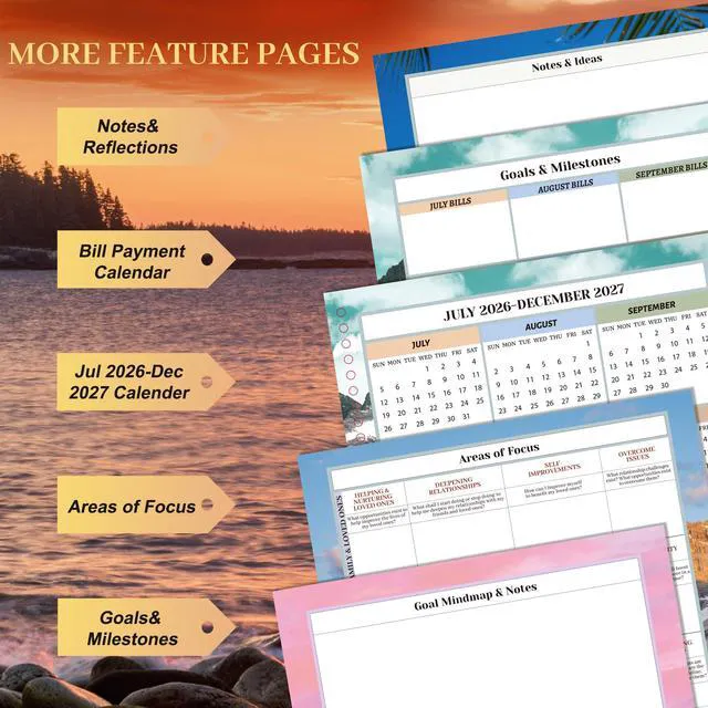 Alt view image 6 of 7 - Planner 2026-2027 Daily Calendar Weekly Monthly Hourly Planners 18 Month July 2026-Dec 2027, 26-27 Hardcover Large Yearly Agenda with Stickers Tabs for Women Work Mom, 8.5 x 11