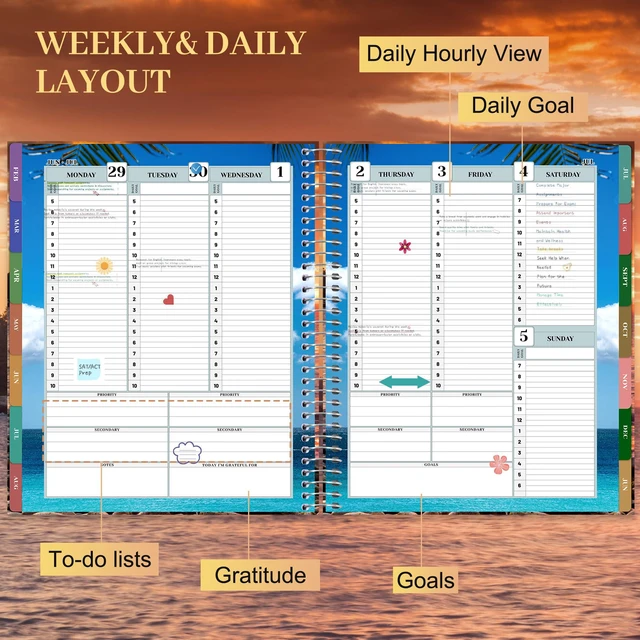 Alt view image 5 of 7 - Planner 2026-2027 Daily Calendar Weekly Monthly Hourly Planners 18 Month July 2026-Dec 2027, 26-27 Hardcover Large Yearly Agenda with Stickers Tabs for Women Work Mom, 8.5 x 11