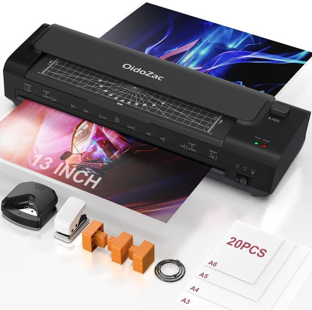 Main image of 13 Inch Laminator Machine, Hot Cold Thermal Lamination, Matte Black All-in-One A3 Personal Laminator Kit | Auto Paper Feed | Intelligent Jam-Free | Ideal for Home, Office, School & Teachers