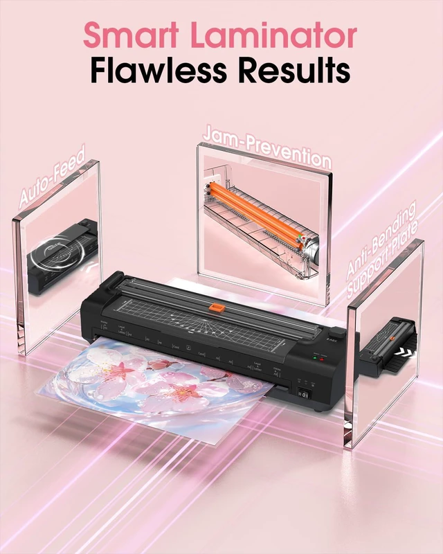 Alt view image 3 of 7 - 13 Inch Laminator Machine, Hot Cold Thermal Lamination, Matte Black All-in-One A3 Personal Laminator Kit | Auto Paper Feed | Intelligent Jam-Free | Ideal for Home, Office, School & Teachers