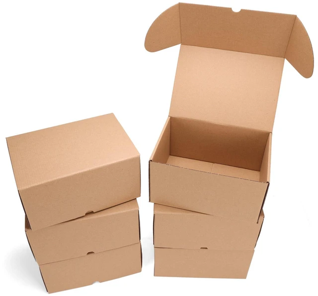 Main image of 10x7x5 inch Cardboard Shipping Box, Set of 6 Packaging Boxes, Brown Single Corrugated, DIY Cardboard, Easy Fold, Shape Well, Self locking, Shoe, Hat Shipping, Gift Wrap, Small Business