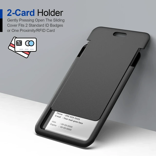 Alt view image 4 of 6 - 50 Pack Black Hard Plastic ID Badge Holders for Office, School, Work Key Cards