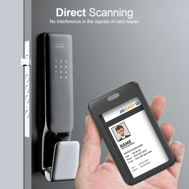 Alt view image 5 of 6 - 50 Pack Black Hard Plastic ID Badge Holders for Office, School, Work Key Cards