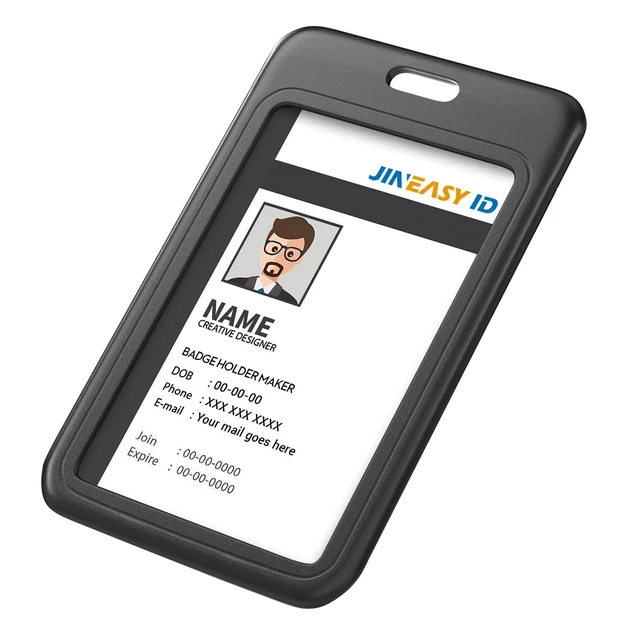 Alt view image 2 of 6 - 50 Pack Black Hard Plastic ID Badge Holders for Office, School, Work Key Cards