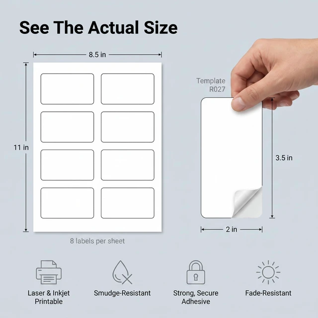 Alt view image 2 of 7 - 2" X 3.5" Matte White Printable Labels for Inkjet and Laser Printers