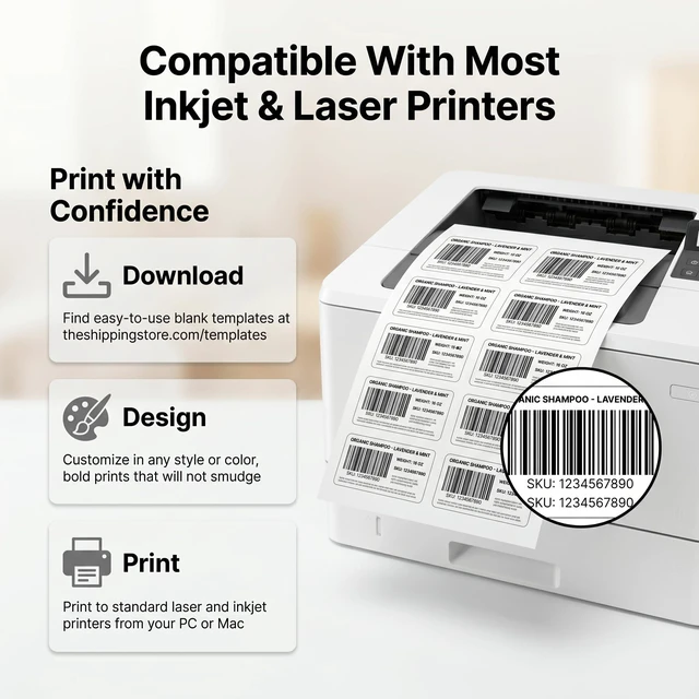 Alt view image 3 of 7 - 2" X 3.5" Matte White Printable Labels for Inkjet and Laser Printers