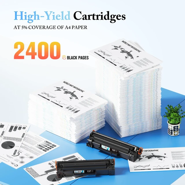 Alt view image 3 of 7 - 137 Black Toner Cartridge Replacement for 137 CRG137 2 Pack 137 Black for Canon 137 Black Toner Cartridge Use with Imageclass D570 MF232w MF242dw MF240 MF230 MF216n MF236n Printer 2 Black