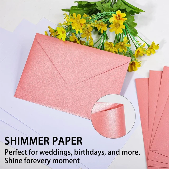 Alt view image 3 of 7 - A7 Light Pink 5x7 Envelopes 250Pcs, 120g Pearl Paper with Gold Seals