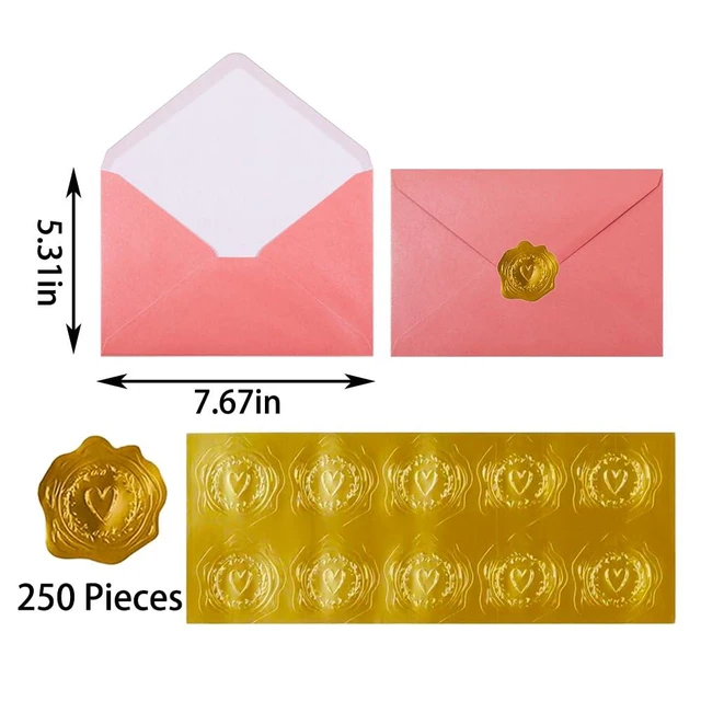 Alt view image 2 of 7 - A7 Light Pink 5x7 Envelopes 250Pcs, 120g Pearl Paper with Gold Seals