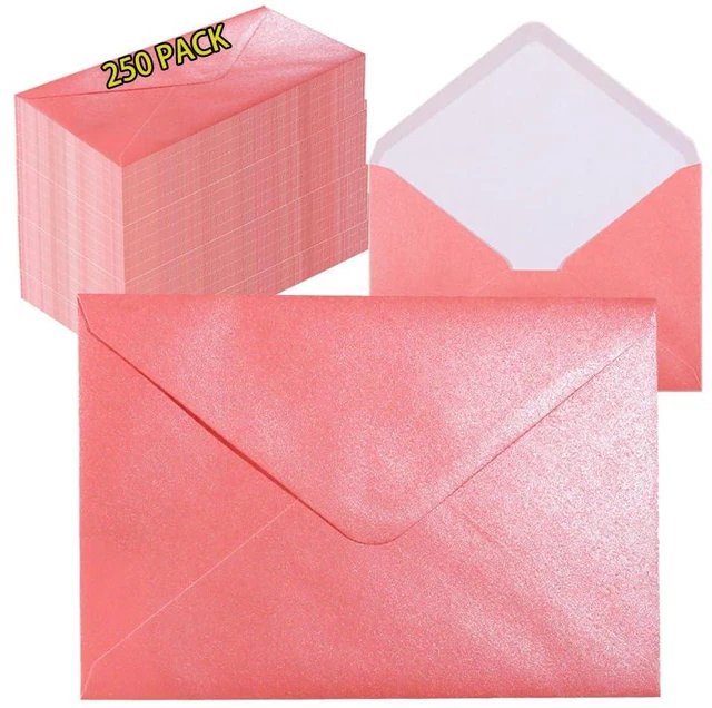 Main image of A7 Light Pink 5x7 Envelopes 250Pcs, 120g Pearl Paper with Gold Seals