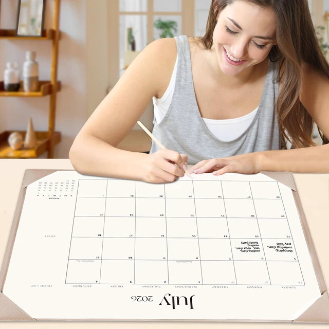 Alt view image 2 of 6 - Desk Calendar 2026-2027 with Desk Mat 22" x 17" Large Desk Pad Calendar Runs from July 2026 to December 2027, Office Supplies Desktop Monthly Calendar for Home & Office