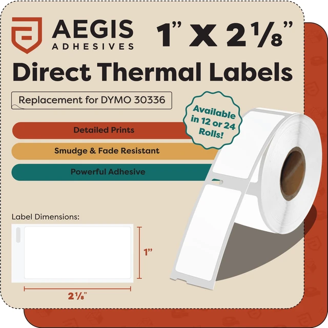 Alt view image 2 of 7 - Replacement for DYMO 30336 (12 Rolls, 6000 Labels) 1" X 2 1/8" Direct Thermal Barcode and Address Labels - Compatible With LabelWriter 450, 450 Turbo, 4XL (NOT 550, 5XL)