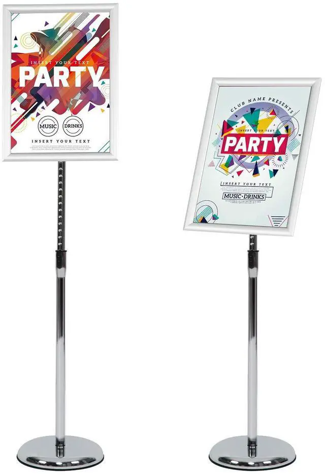 Main image of Pedestal Poster Stand, Adjustable Aluminum 11 x 17 Floor Standing Holder for Vertical and Horizontal View Sign Display, Silver