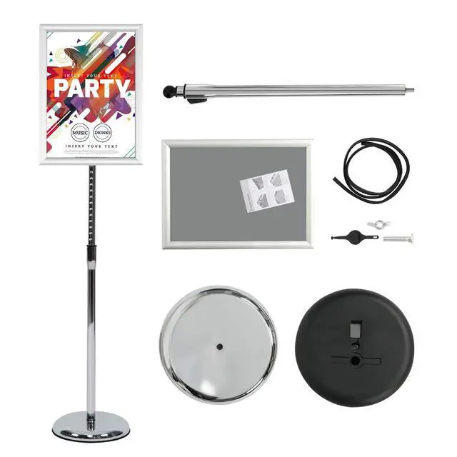 Alt view image 5 of 7 - Pedestal Poster Stand, Adjustable Aluminum 11 x 17 Floor Standing Holder for Vertical and Horizontal View Sign Display, Silver