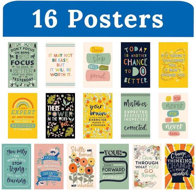 Alt view image 2 of 7 - Motivational Poster Set, Inspirational Classroom Wall Decor 12-Pack 8.5" x 11" Positive Affirmation Prints for Middle & High School Classrooms, Counselor Offices & Study Space Decor