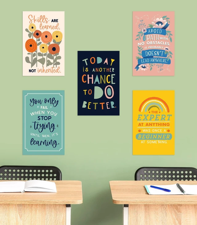 Alt view image 6 of 7 - Motivational Poster Set, Inspirational Classroom Wall Decor 12-Pack 8.5" x 11" Positive Affirmation Prints for Middle & High School Classrooms, Counselor Offices & Study Space Decor