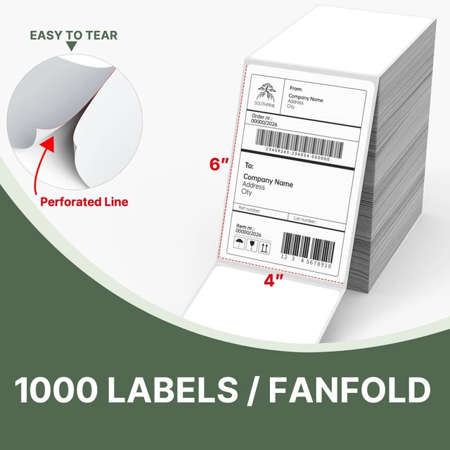 Alt view image 2 of 7 - 4x6 Thermal Shipping Labels Fanfold 4000 Labels BPA-free, Print Clear and Sharp, Strong Adhesive
