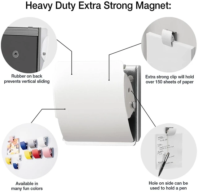 Alt view image 2 of 7 - Extra Strong Magnetic Clips, Large White, 3-Pack