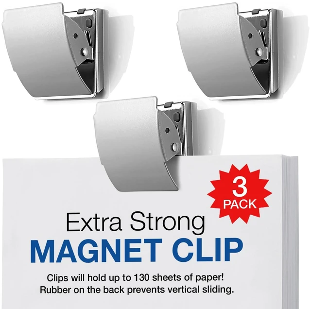 Main image of Extra-Strong Magnetic Binder Clips, Large, 3-Pack Silver