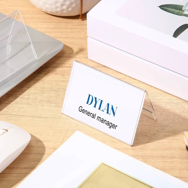 Alt view image 6 of 7 - 24 Pack Clear Name Tent Holders Desk Sign, 3.5'' X 2.5'', 100 Pcs Clear Plastic Name Plate Holder for Desk, PVC Names Card Holder, Table Sign Frame for Office School Business Conference