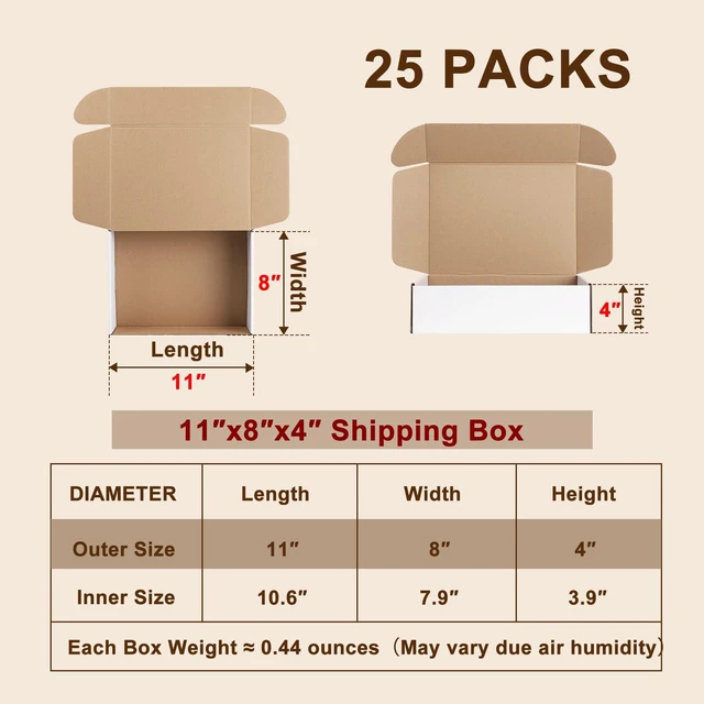 Alt view image 3 of 7 - 11x8x4 Inches Shipping Boxes Set of 25, White Corrugated Cardboard Boxes, Mailer Boxes for Small Business