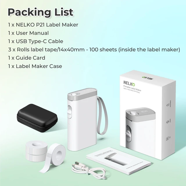 Alt view image 7 of 7 - Label Maker Machine, P21 Label Printer with 3 Tapes & Case, White Creative App & Multiple Templates, Inkless Printing, Built-in Cutter, Ideal for School, Teacher Supplies, Office, and Home
