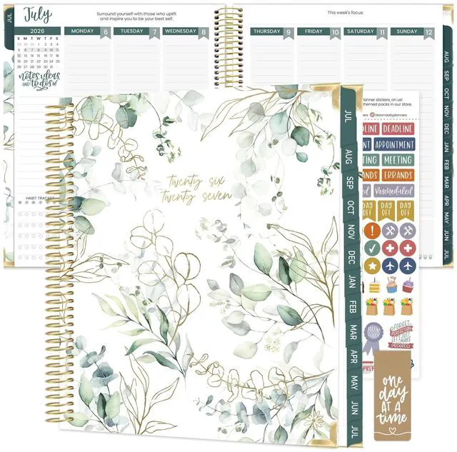 Main image of 2026-2027 Hardcover Academic Year Goal & Vision Planner (July 2026 - July 2027) - 13 Months Agenda - Monthly & Weekly Calendar Organizer - 7.5" x 9" - Eucalyptus, White