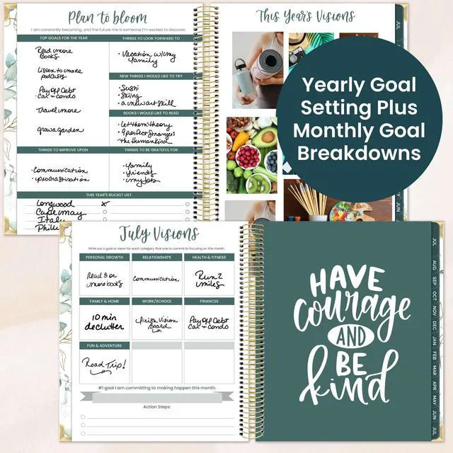 Alt view image 4 of 7 - 2026-2027 Hardcover Academic Year Goal & Vision Planner (July 2026 - July 2027) - 13 Months Agenda - Monthly & Weekly Calendar Organizer - 7.5" x 9" - Eucalyptus, White