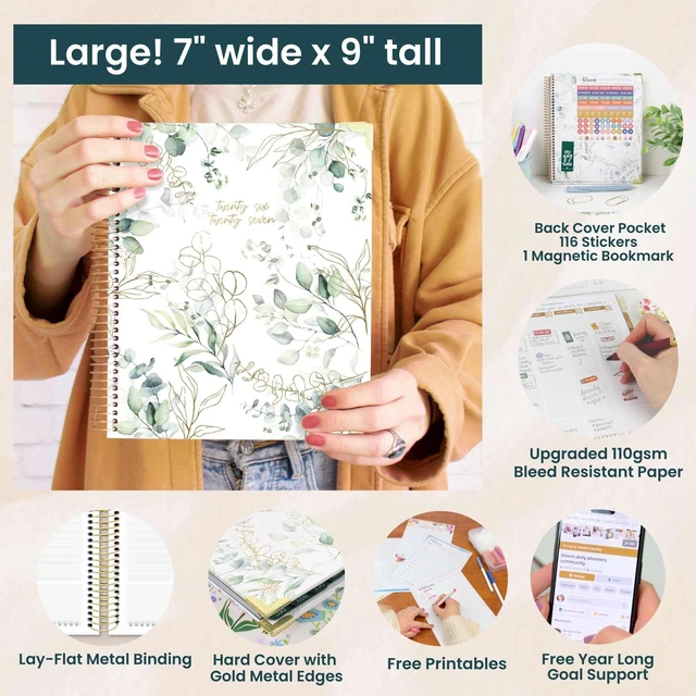 Alt view image 6 of 7 - 2026-2027 Hardcover Academic Year Goal & Vision Planner (July 2026 - July 2027) - 13 Months Agenda - Monthly & Weekly Calendar Organizer - 7.5" x 9" - Eucalyptus, White