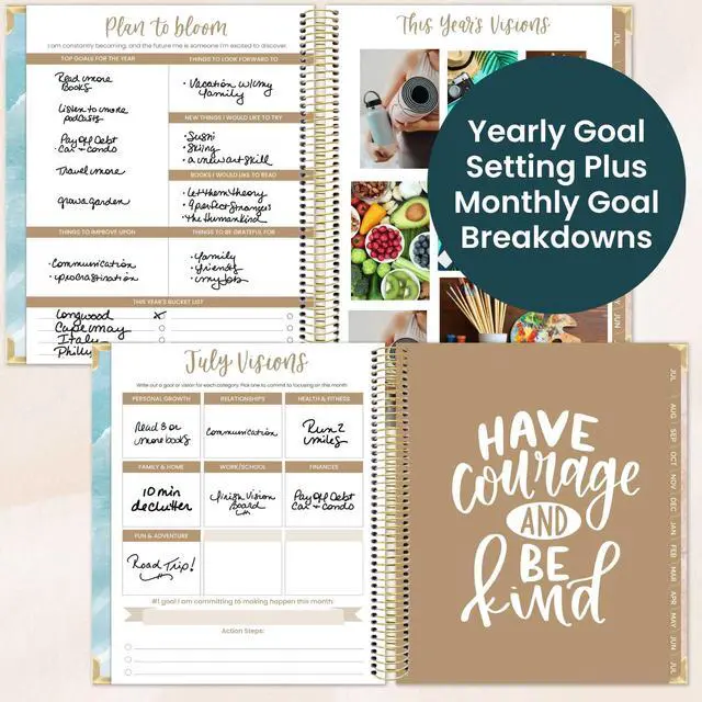 Alt view image 4 of 7 - 2026-2027 Hardcover Academic Year Goal & Vision Planner (July 2026 - July 2027) - 13 Months - Monthly & Weekly Calendar Agenda Organizer - 7.5" x 9" - Coastal Calm