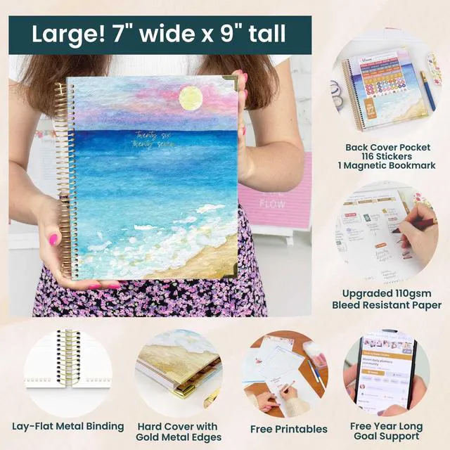 Alt view image 6 of 7 - 2026-2027 Hardcover Academic Year Goal & Vision Planner (July 2026 - July 2027) - 13 Months - Monthly & Weekly Calendar Agenda Organizer - 7.5" x 9" - Coastal Calm