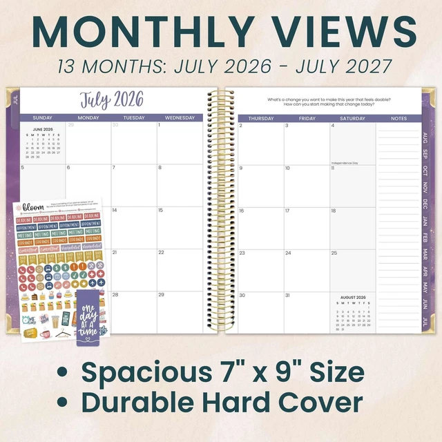 Alt view image 3 of 7 - 2026-2027 Hardcover Academic Year Goal & Vision Planner (July 2026 - July 2027) - 13 Months Weekly & Monthly Agenda Organizer - 7.5" x 9" - Good Things Are Coming