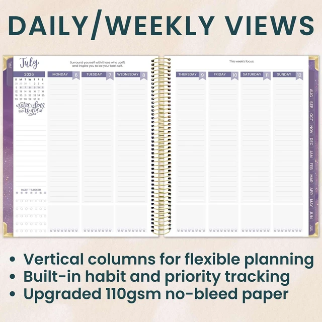 Alt view image 2 of 7 - 2026-2027 Hardcover Academic Year Goal & Vision Planner (July 2026 - July 2027) - 13 Months Weekly & Monthly Agenda Organizer - 7.5" x 9" - Good Things Are Coming
