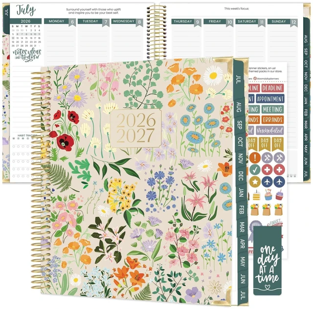 Main image of 2026-2027 Hardcover Academic Year Goal & Vision Planner (July 2026 - July 2027) - 13 Months Agenda - Monthly & Weekly Calendar Organizer - 7.5" x 9" - Garden Party, Beige