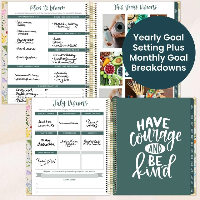 Alt view image 4 of 7 - 2026-2027 Hardcover Academic Year Goal & Vision Planner (July 2026 - July 2027) - 13 Months Agenda - Monthly & Weekly Calendar Organizer - 7.5" x 9" - Garden Party, Beige