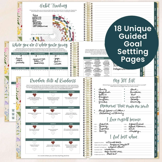 Alt view image 5 of 7 - 2026-2027 Hardcover Academic Year Goal & Vision Planner (July 2026 - July 2027) - 13 Months Agenda - Monthly & Weekly Calendar Organizer - 7.5" x 9" - Garden Party, Beige
