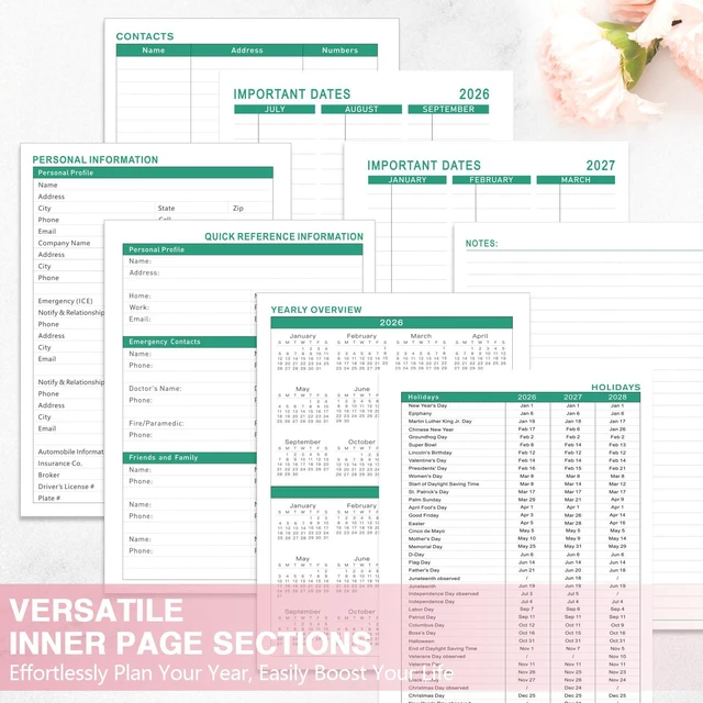 Alt view image 5 of 7 - Planner 2026-2027, Weekly and Monthly Academic Planner, 8.8"x11.4" Jul 2026 - Jun 2027, Daily Agenda Planning Book with Hardcover, Pocket, Stickers & Tabs for Women Students Office, A5 Size
