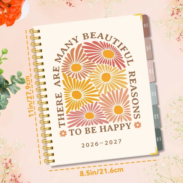 Alt view image 3 of 7 - Planner 2026-2027, Weekly and Monthly Academic Planner, 8.8"x11.4" Jul 2026 - Jun 2027, Daily Agenda Planning Book with Hardcover, Pocket, Stickers & Tabs for Women Students Office, A4 Size