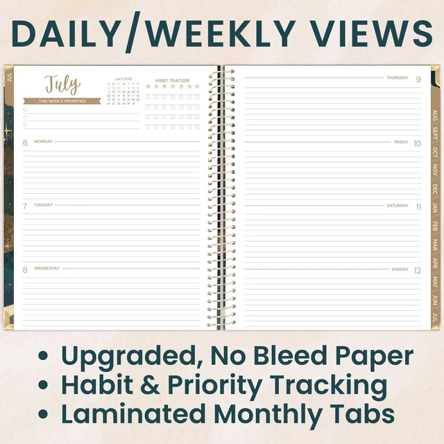 Alt view image 2 of 7 - HARDCOVER Planner 2026-2027 (8.5" x 11") Academic Year (July 2026 - July 2027) - 13 Months Task Goal Planner for Women - Monthly & Weekly Agenda Book - Celestial Skies