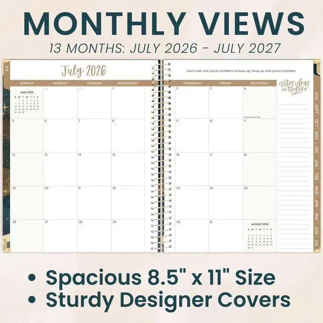 Alt view image 3 of 7 - HARDCOVER Planner 2026-2027 (8.5" x 11") Academic Year (July 2026 - July 2027) - 13 Months Task Goal Planner for Women - Monthly & Weekly Agenda Book - Celestial Skies