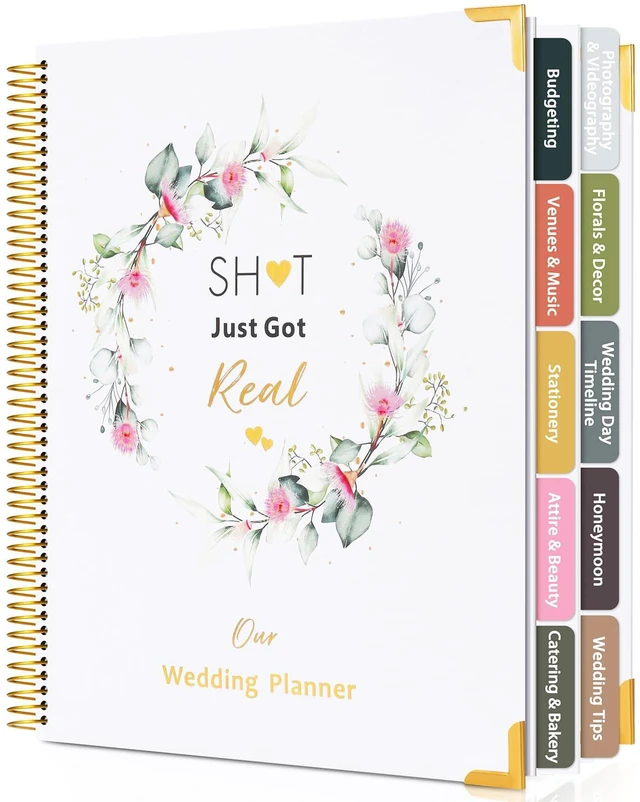Main image of Wedding Planner Book and Organizer-196 Pages Bridal Wedding Planning Book with Sticker Checklists and Calendars for Bride To Be, Unique Engagement Gifts for Newly Engaged Couples